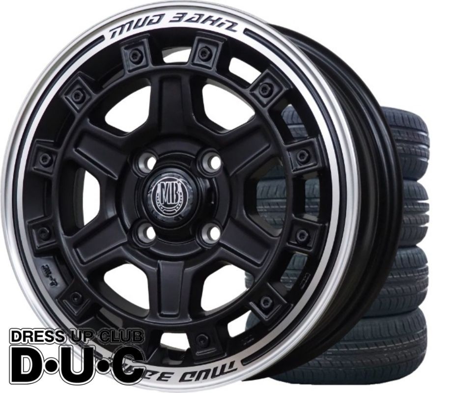 14インチアルミホイール タイヤセット 軽自動車 MUD BAHN XR-710C マットブラック/リムポリッシュ MBK/RP 14-5.0+39 155/65R14 安心JAWA認証 710C