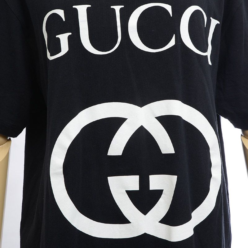 グッチ インターロッキングGG ロゴ 半袖 Tシャツ ブラック/ホワイト 