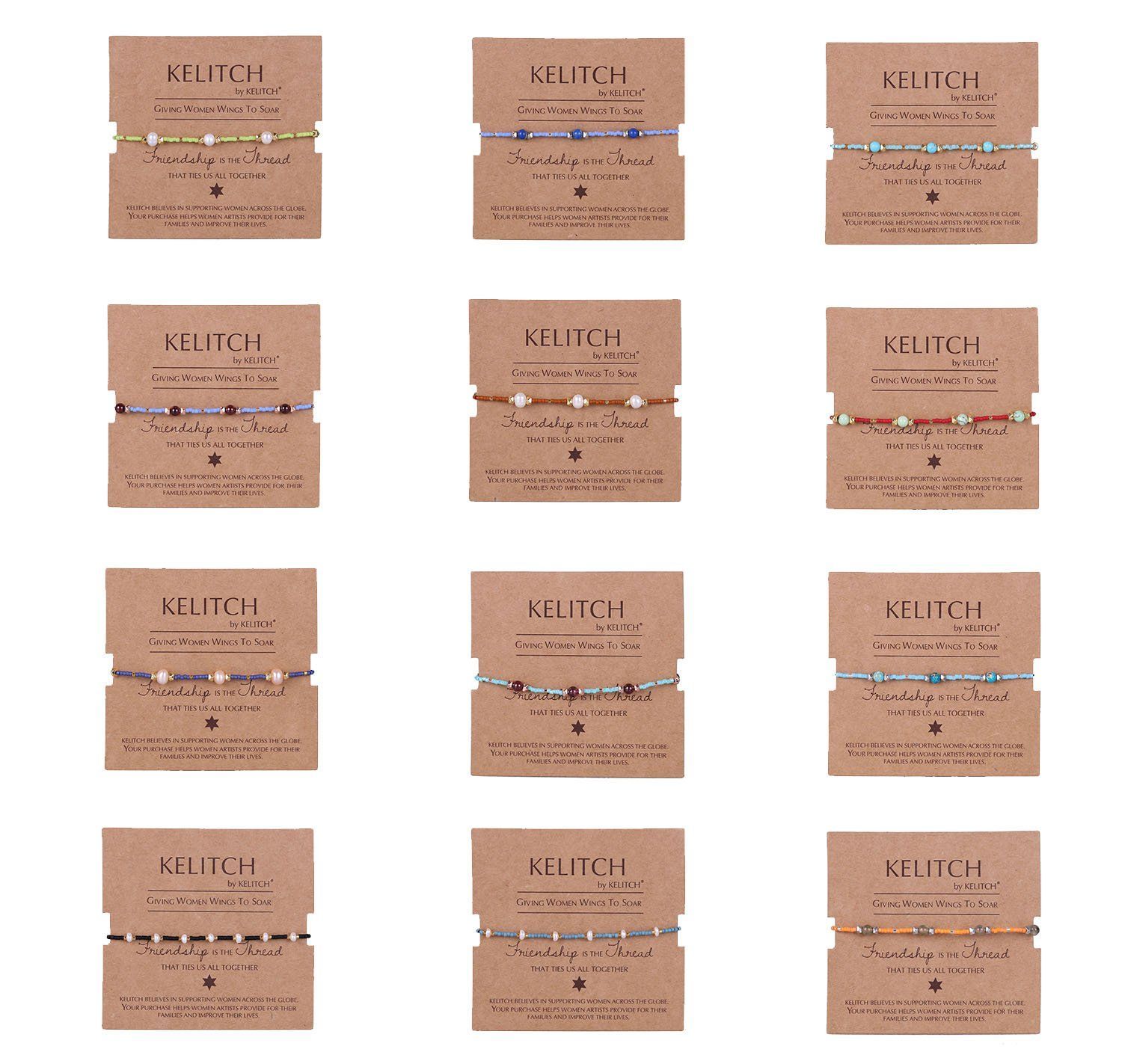 ビーズ ブレスレット 誕生石 真珠 ゴールド ナゲット バングル KELITCH グリーン