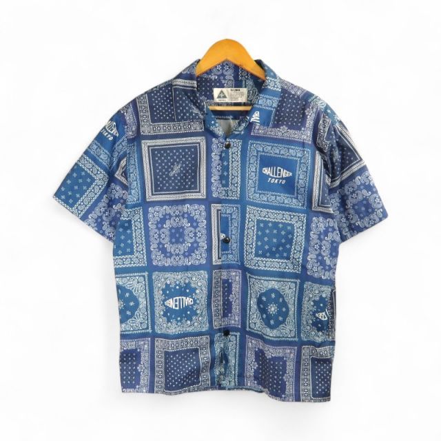 CHALLENGER S/S BANDANA SHIRT NAVY サイズS CLG-SH 022-005 チャレンジャー バンダナ シャツ ペイズリー 大名店