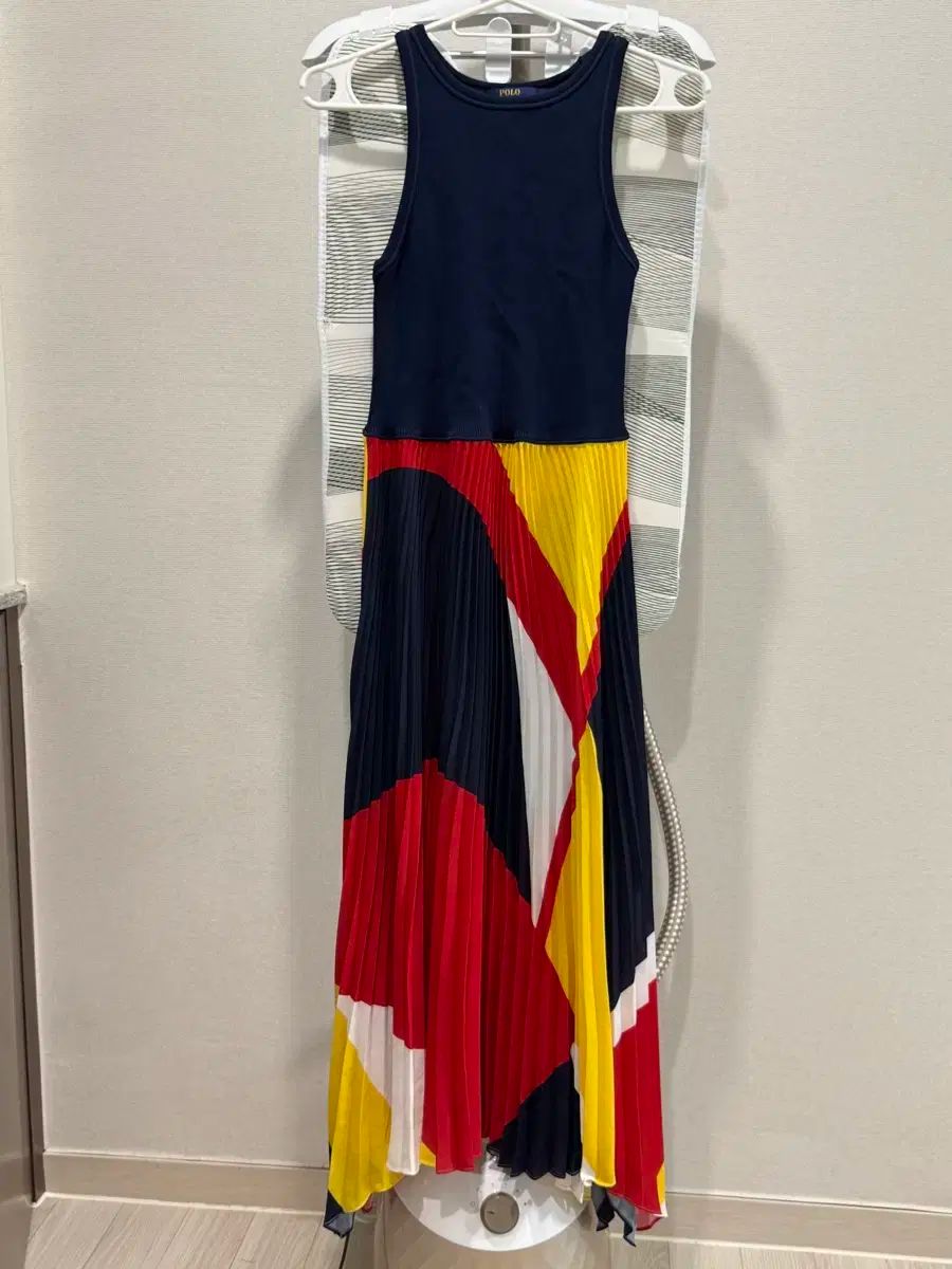ポロラルフローレン マルチ カラー プリーツ ロング ワンピース