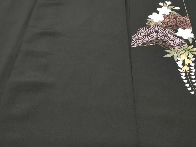 平和屋着物□豪華黒留袖 作家物 御所車草花文 暈し染め 金彩