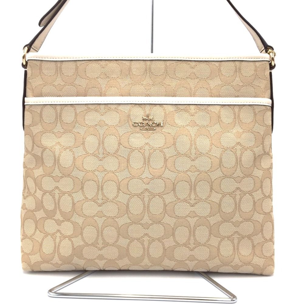 COACH コーチ ショルダーバッグ シグネチャー ベージュ×ホワイト