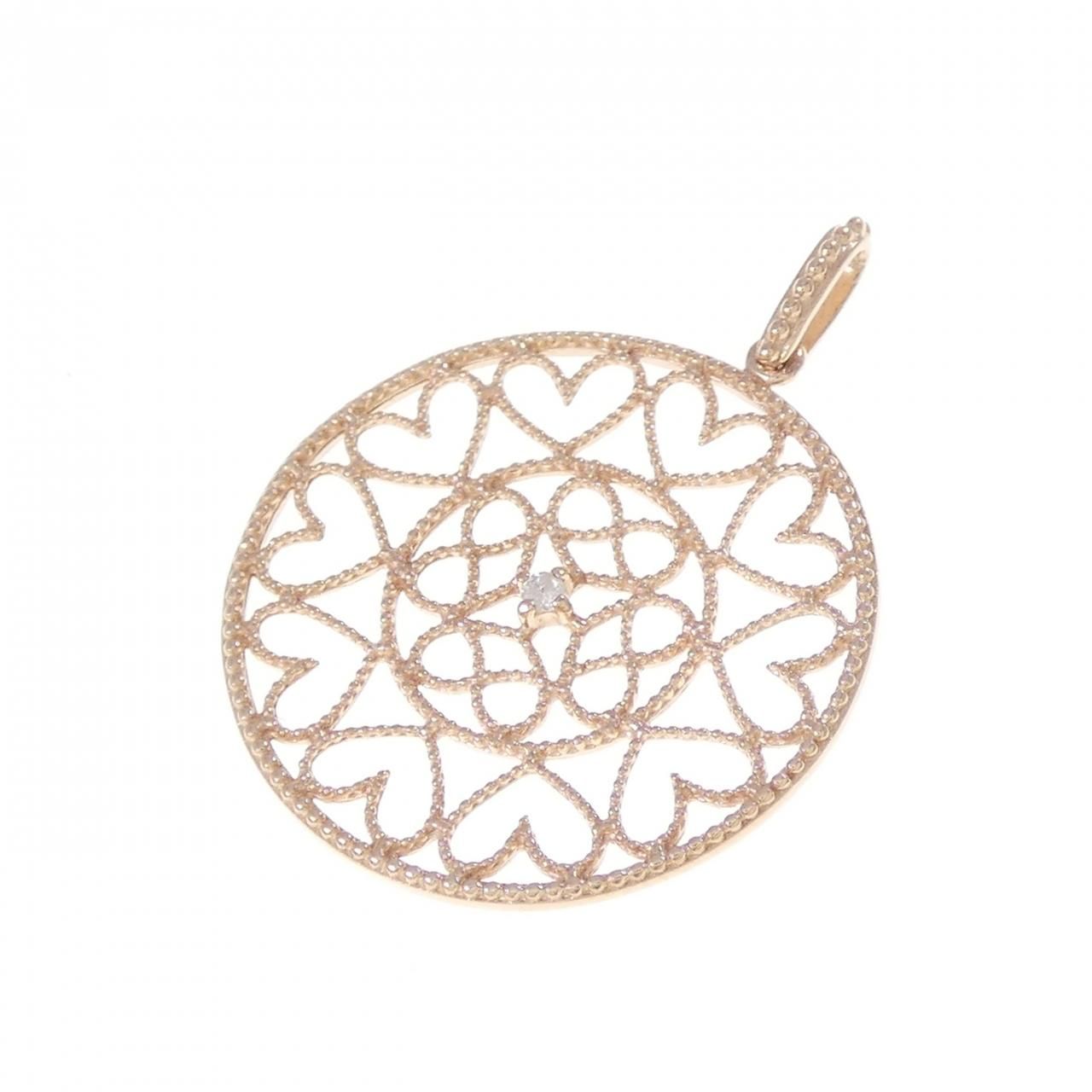 K10PG ハート ダイヤモンド ペンダント