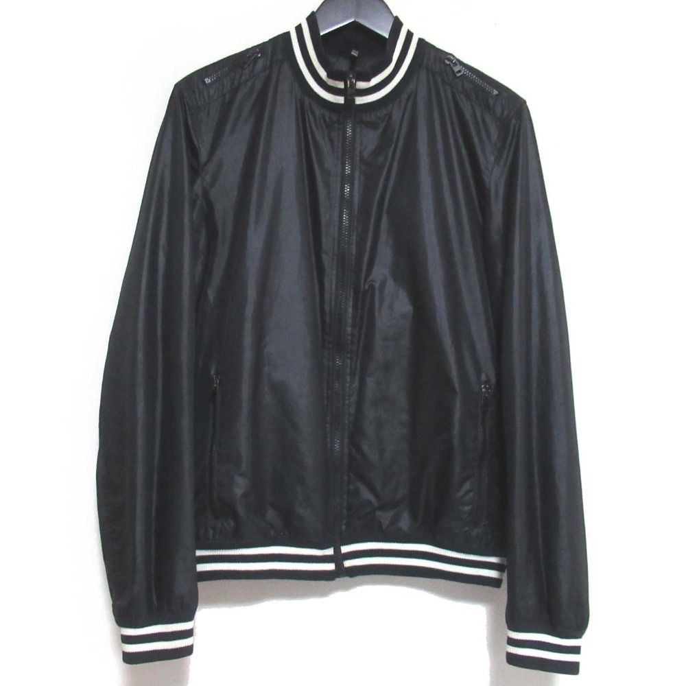 美品 06SS DIOR HOMME ディオールオム エディ期 ジップアップ ベースボールブルゾン スタジャン ジャケット 50サイズ ブラック×ホワイト メンズ 古着 中古 USED