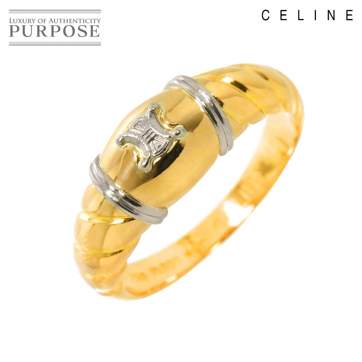 CELINE トリオンフリング　約12号 CELINE】約12号 トリオンフ ラインストーン リング GP (CELINE