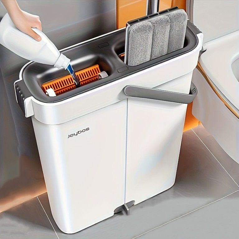 登場 ハンズフリー フラットモップ 40cm幅 バケツ付 掃除用品 水拭き 乾拭き 楽々 清掃 PP製 リビング 寝室 キッチン トイレ バスルーム 適用 JOYBOS製 40cmモップバケツ布6枚 WWW_KANDAIZUMI_COM