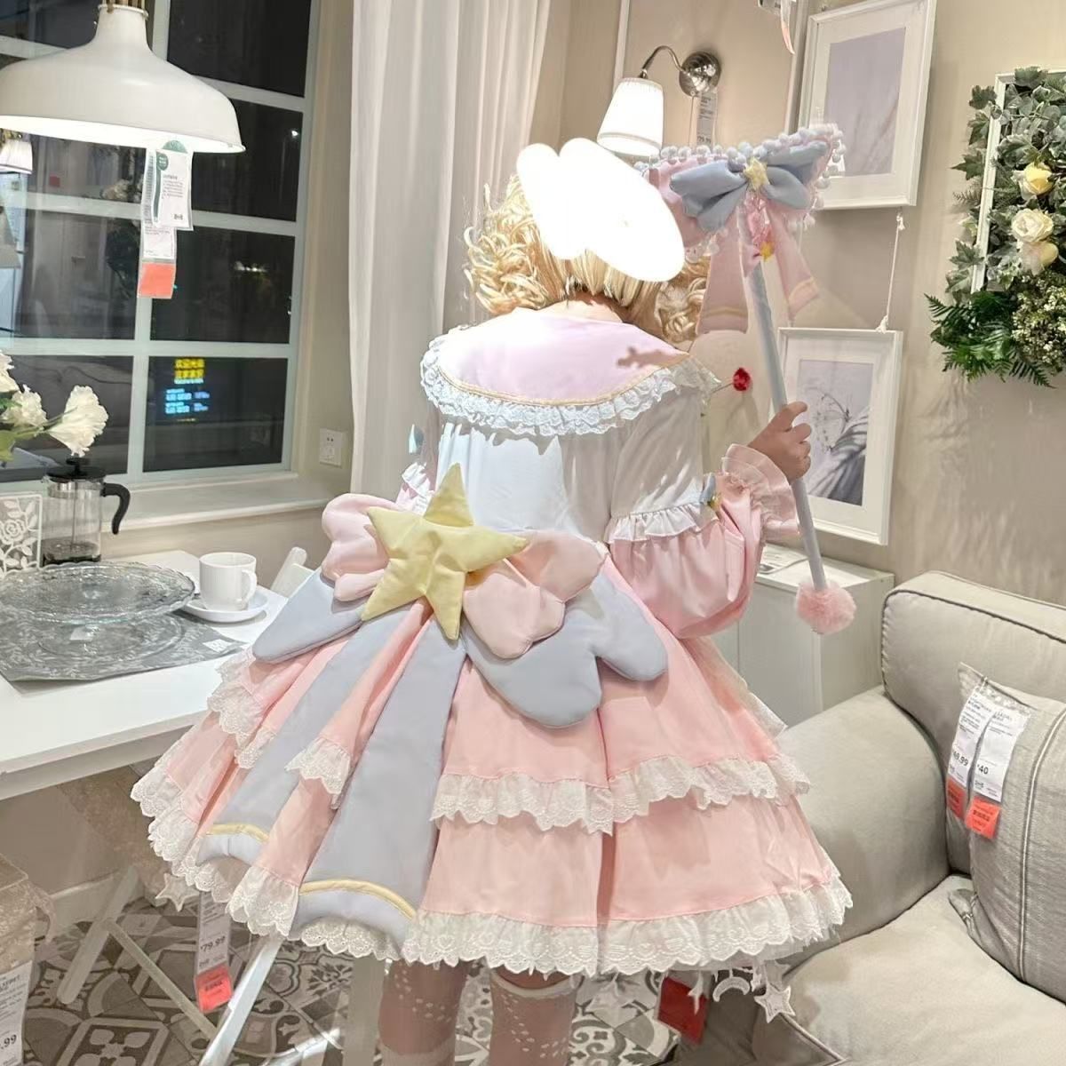 即納】魔法少女風ロリータ ワンピース 星モチーフ付き 2色展開