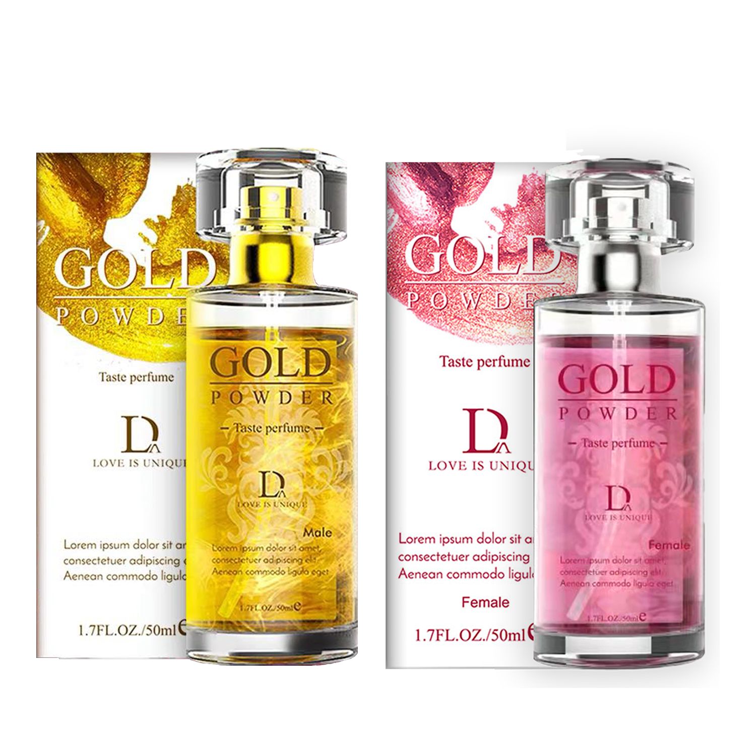 【シートマスク 2枚プレゼント】フェロモン香水セット (女性用香水1本＋男性用香水1本)、ピンク金箔香水、モテ る フェロモン 香水、異性の好感度アップ、人 によって 匂い が 変わる 香水