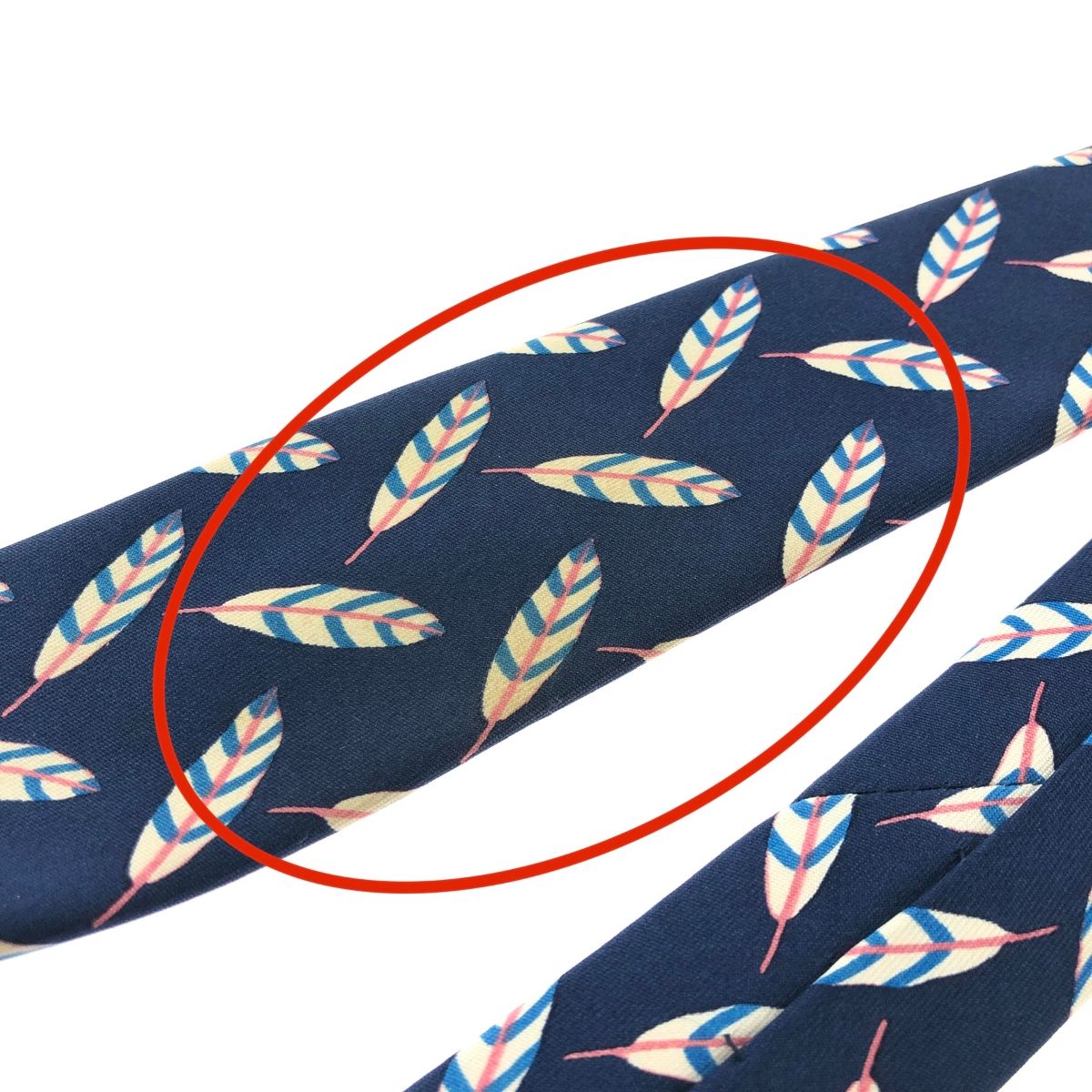 HERMES エルメス ネクタイ 鳥の羽/シルク 995 シルク100％ ネイビー