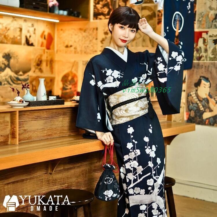 五36 えっと 着物 浴衣 花柄 黒 楽天市場】浴衣 レディース 黒 花柄 梅花 8点セット 振袖