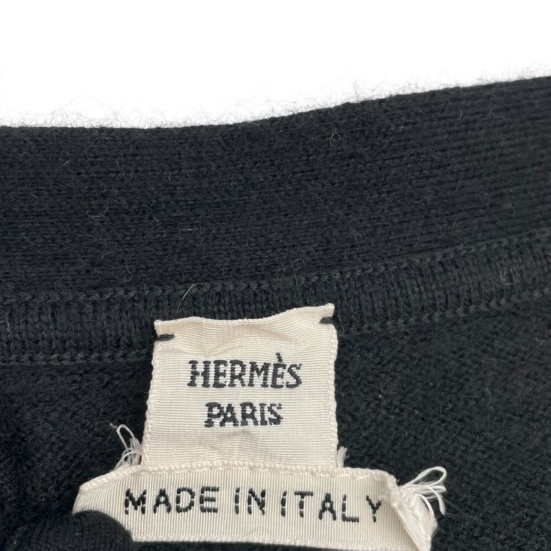 エルメス HERMES シルク切替カシミアロングニット ブラック