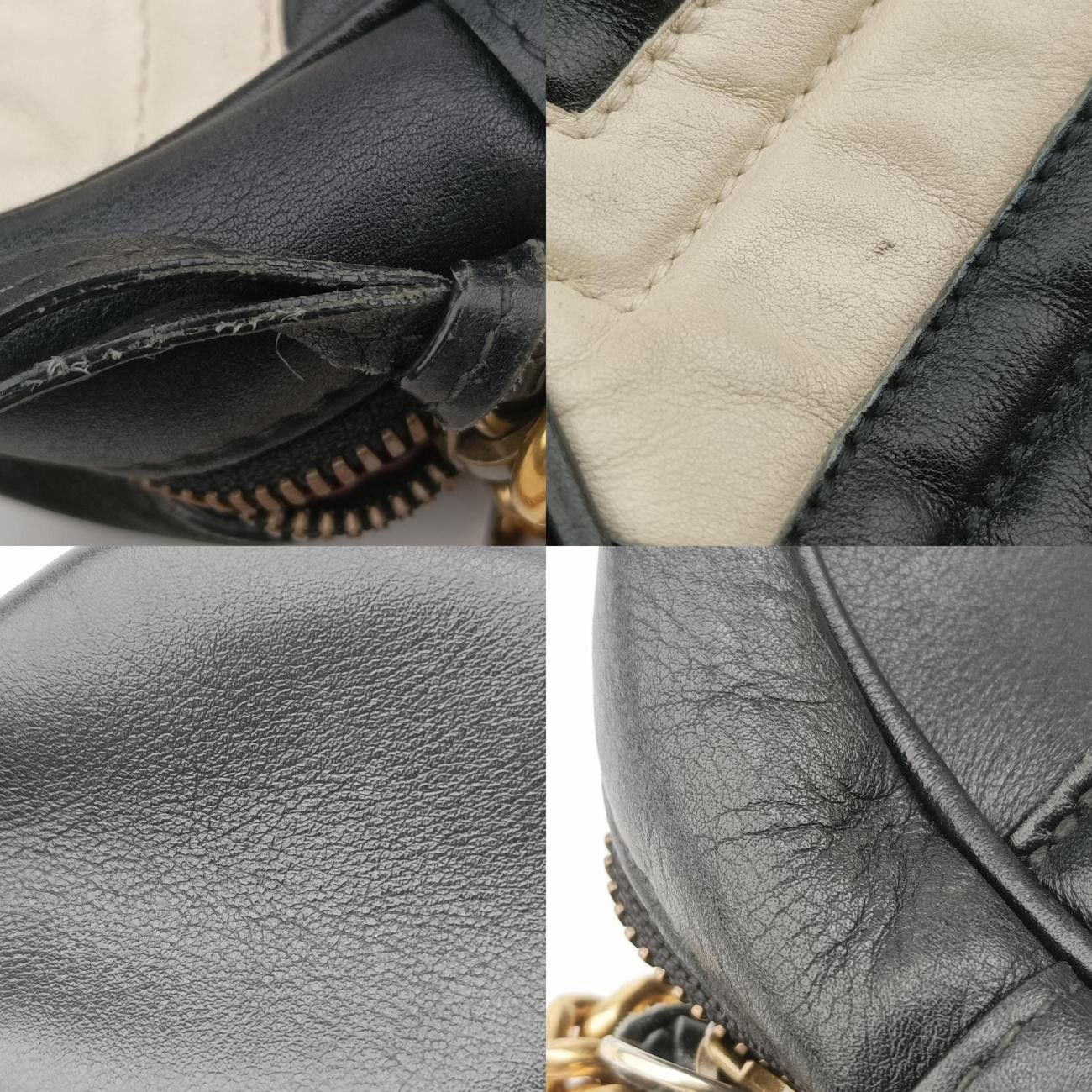 グッチGucciGGマーモントブラック×ホワイトレザー443499I020359807