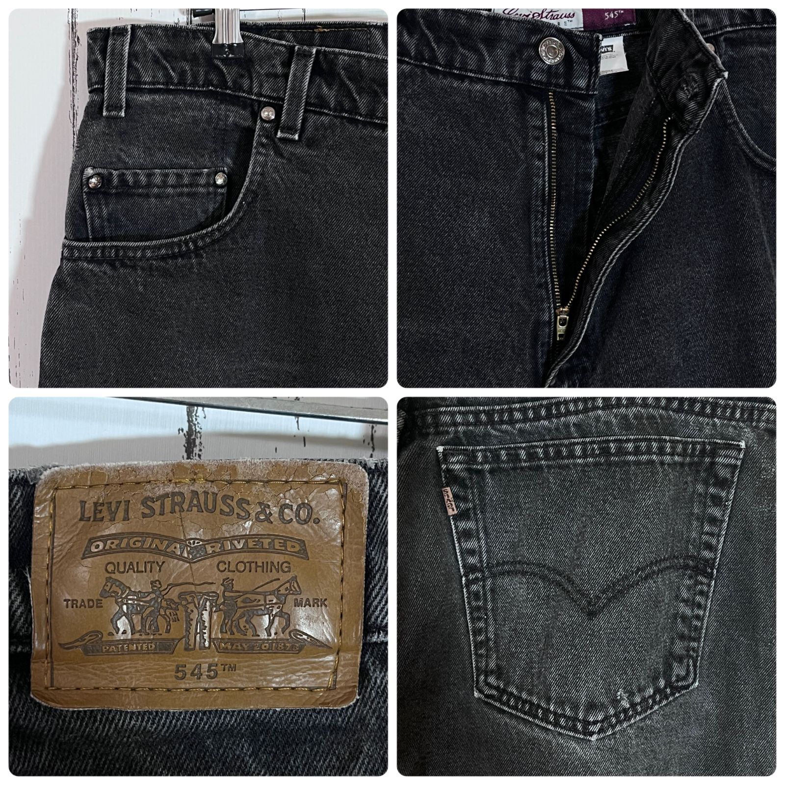 90s メキシコ製 Levi's リーバイス 545 W38 L34 後染めブラック LOOSE