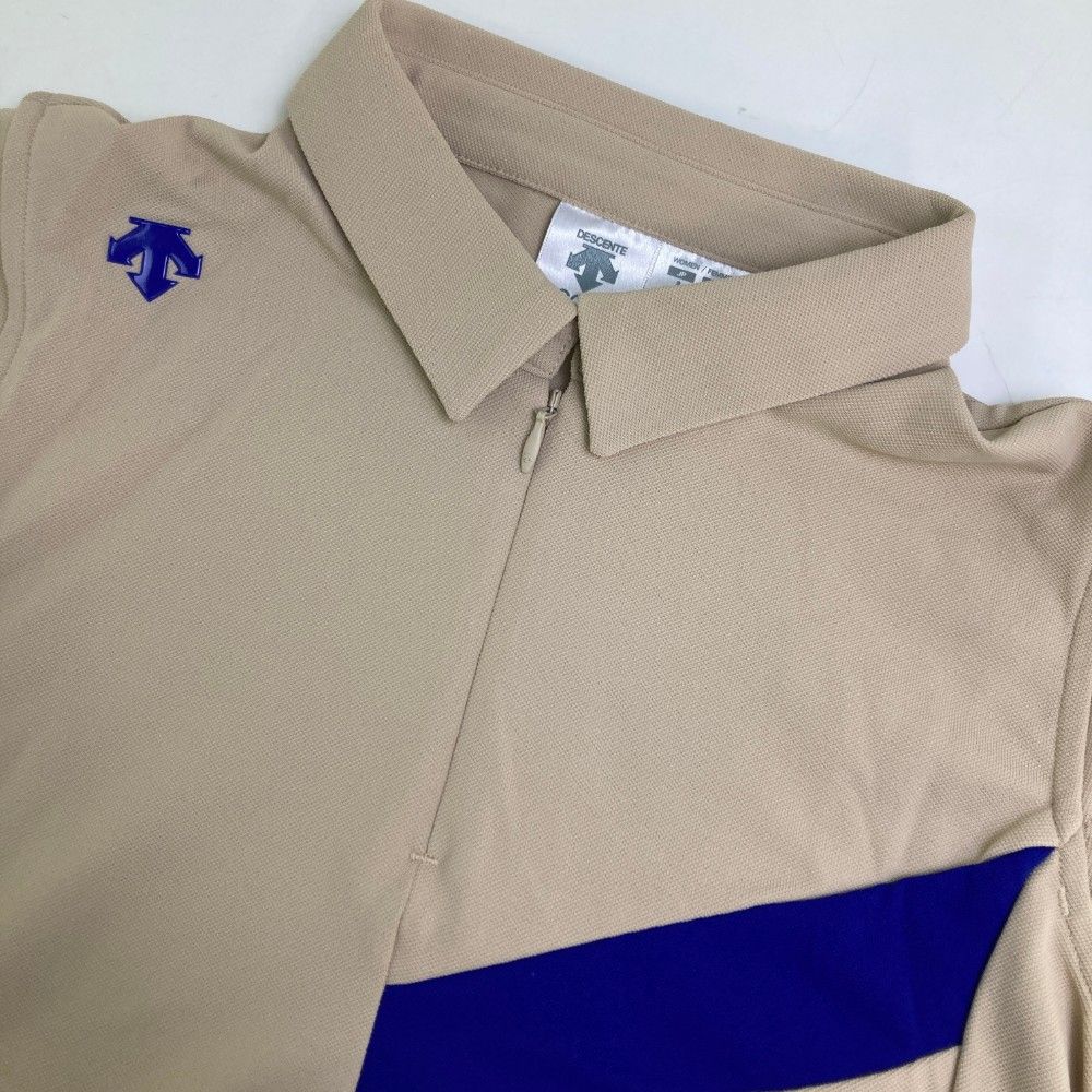 サイズ：S DESCENTE GOLF デサントゴルフ  ハーフジップ半袖ポロシャツ  ベージュ系 [240101423433] ゴルフウェア レディース ストスト サイズ：S DESCENTE GOLF デサントゴルフ ハーフジップ半袖