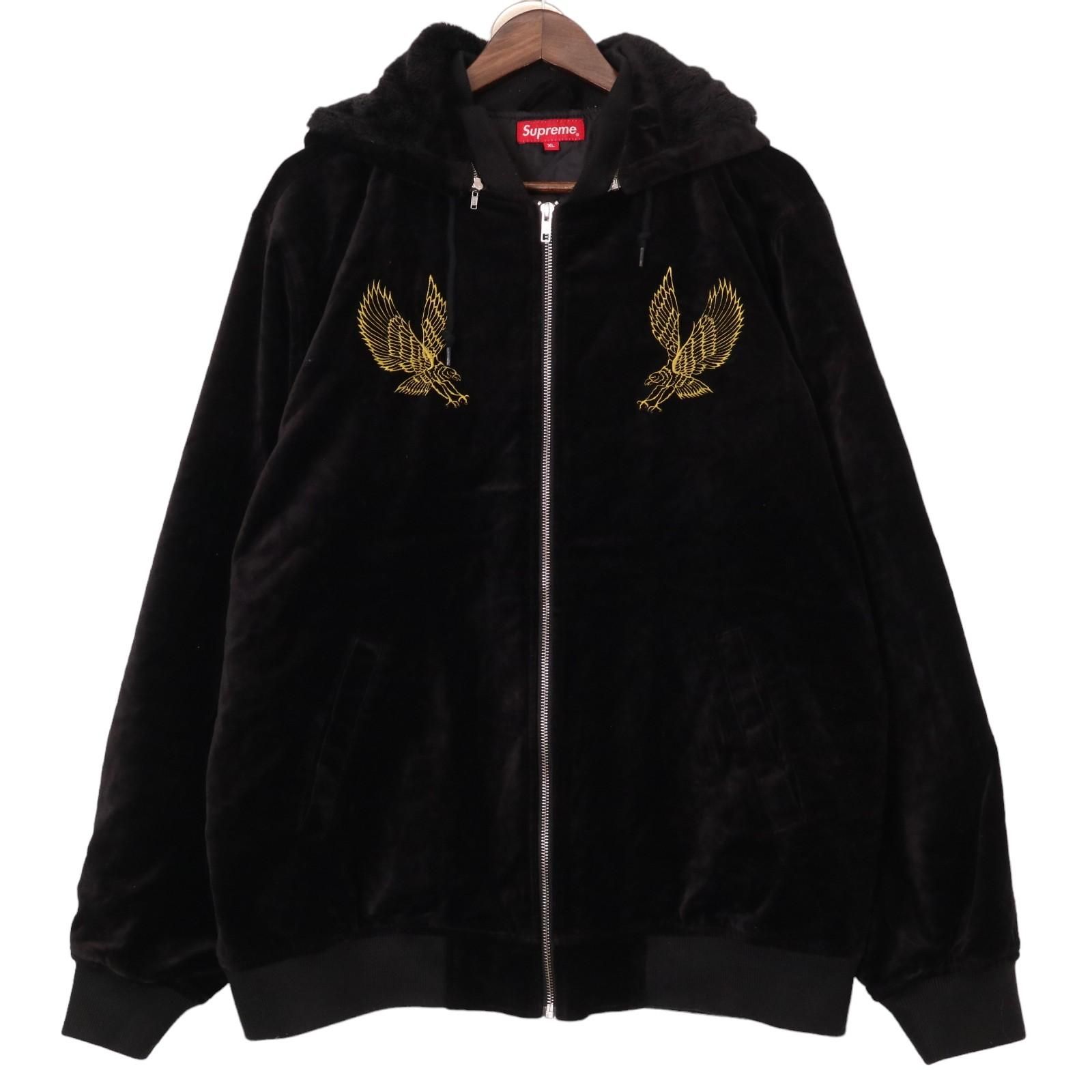 Supreme ベルベット ボンバージャケット 黒 Supreme シュプリーム 14AW Velvet Hooded Bomber ベルベット