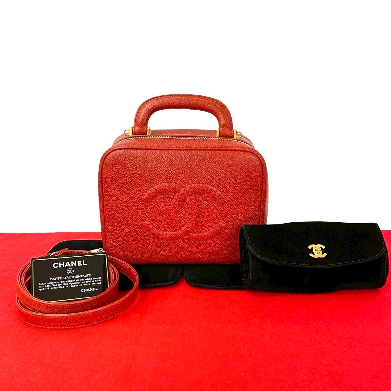 極 美品 袋付 カード シール有 4番台 CHANEL シャネル キャビアスキン 