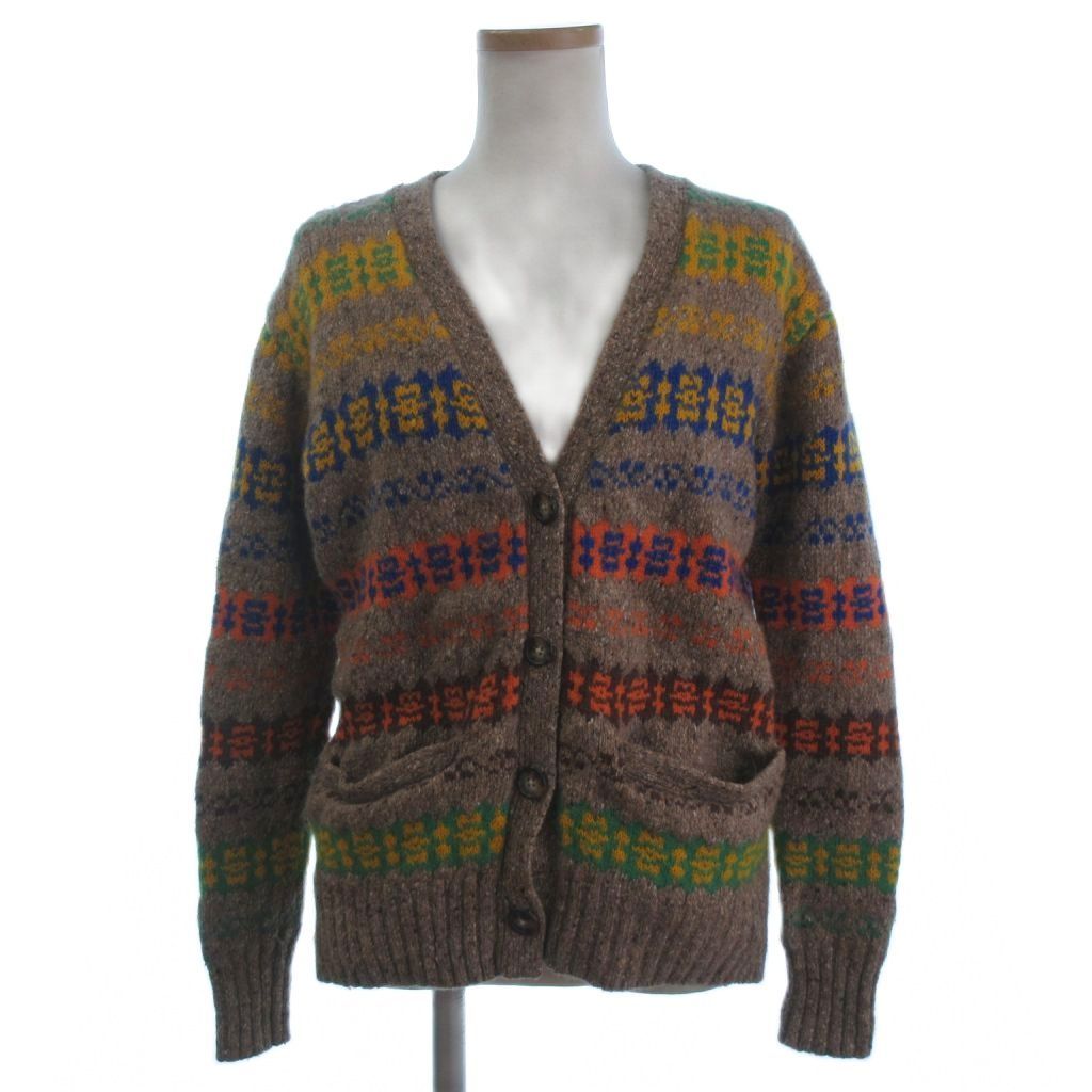 90s ラルフローレン ハンドニット カーディガン アルパカ レザー 肉厚 M s-jad12y23n06z6386.jpg