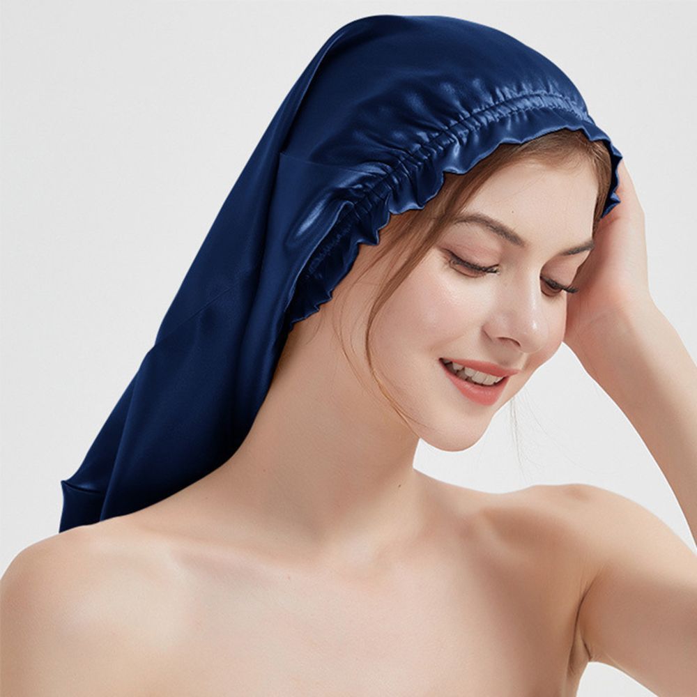 ☆ ネイビー ☆ ナイトキャップ シルク pmy0870 シルク ナイトキャップ ロング ヘアキャップ シルクキャップ ヘアケア 絹 ヘアーキュップ キャップ 70cm 80cm 長い レディース 女性 ロングヘア 保湿 枝毛 寝ぐせ パサつき 就寝