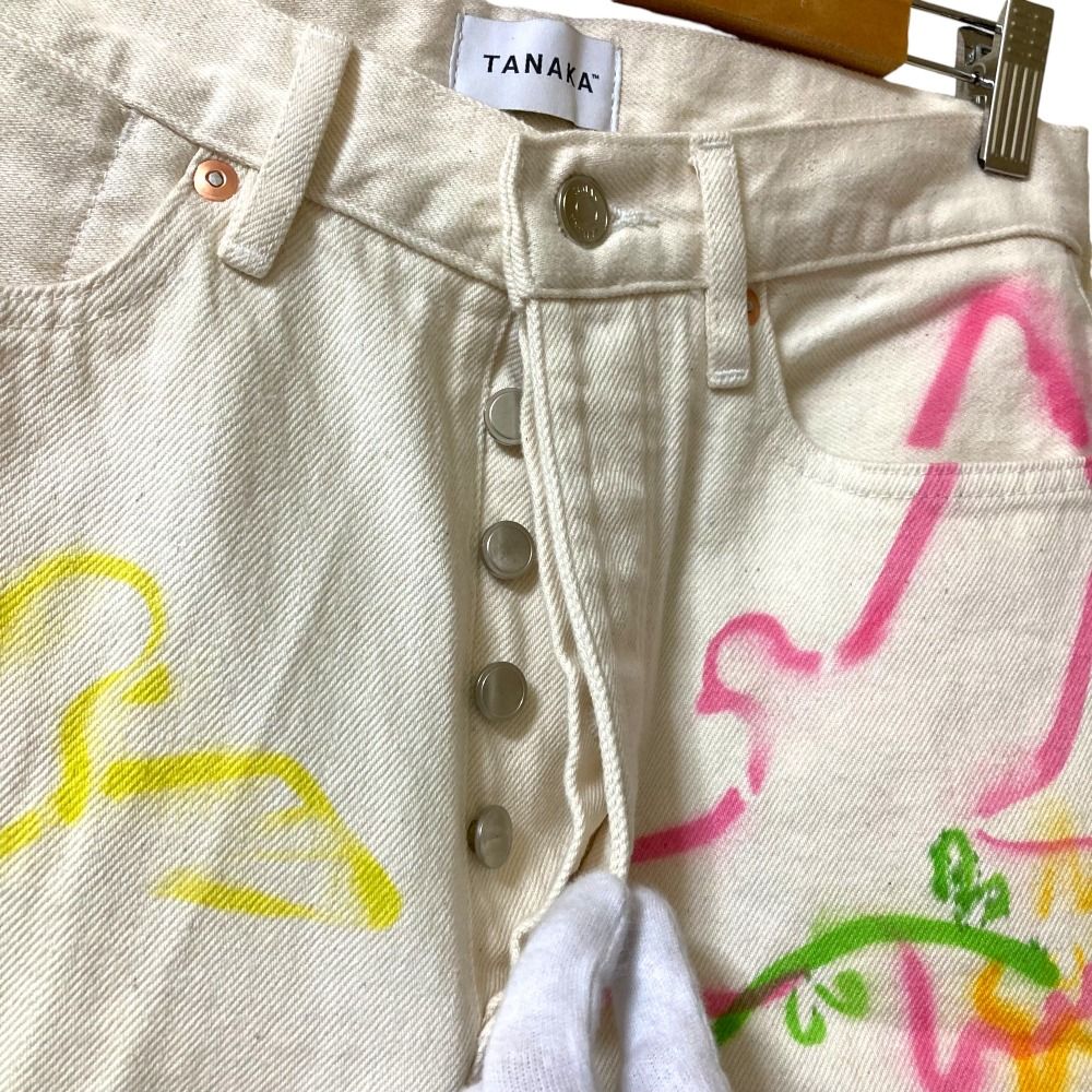 美品 TANAKA タナカ THE JEAN TROUSERS WHITE DOVE FLOWER デニム