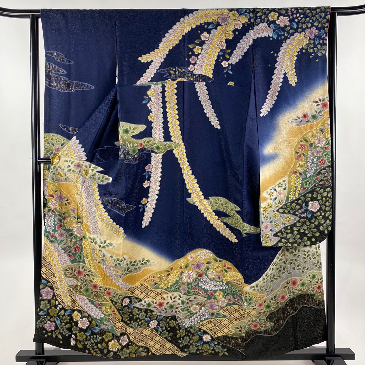 振袖　フリーサイズ　未仕立て　仮絵羽　鳥の子色 クリームイエロー fuset041m-7451_1.jpg