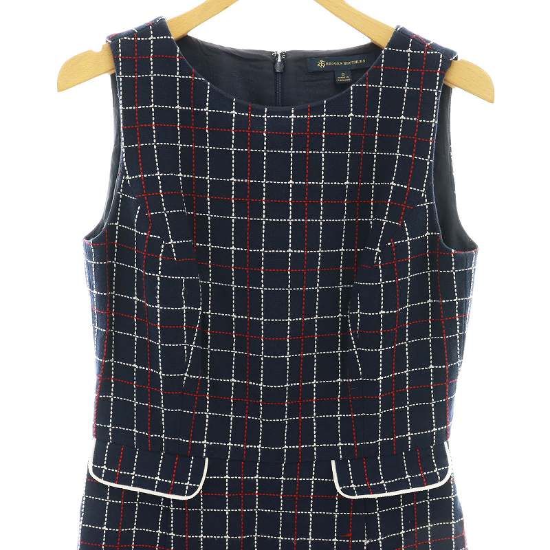 Brooks Brothers ワンピース チェック柄 秋冬 ブルックスブラザーズ BROOKS BROTHERS ステッチ刺繍チェック