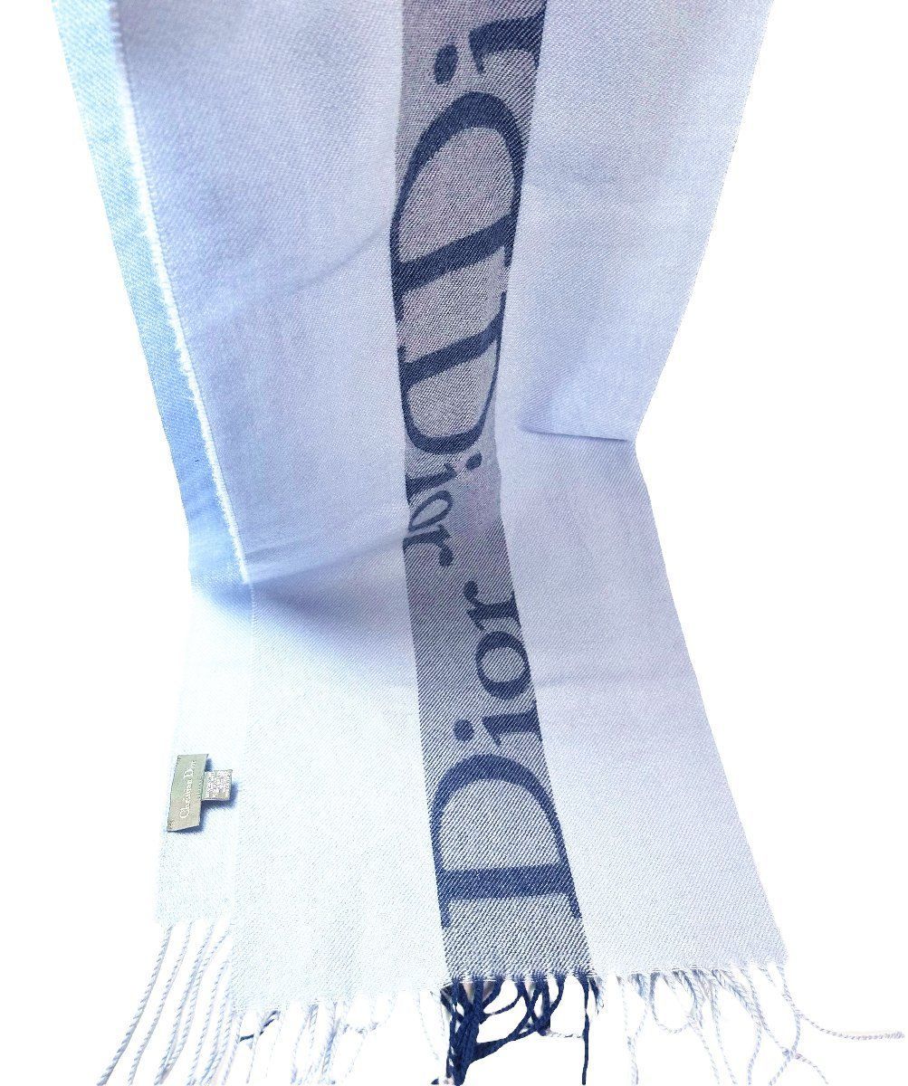 Christian Dior 青色フリンジ付きストール Christian Dior