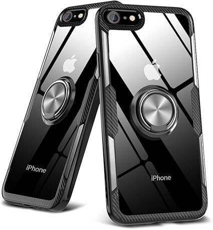 【在庫処分】iPhone6s ケース/iPhone6 ケース クリア 薄型 リング付き 耐衝撃 全面保護 背面強化ガラスケースクリア TPU バンパー スタンド機能 透明 落下防止 耐衝撃 擦り傷防止 指紋防止360度回