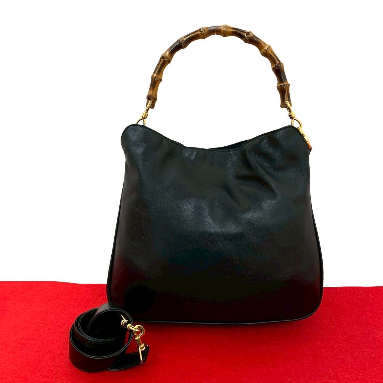 極 美品 GUCCI グッチ オールドグッチ ヴィンテージ バンブー レザー