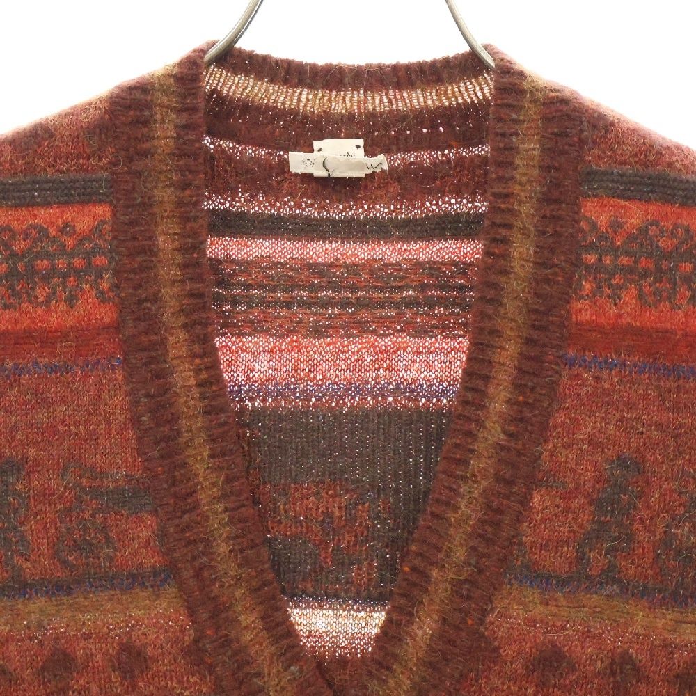 HERMES (エルメス) 総柄 カシミヤ アルパカ モヘヤ混 Vネック ニット