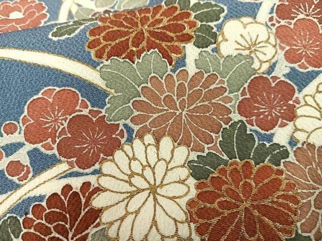 平和屋着物○訪問着 枝垂れ花蝶丸文 暈し染め 金彩 鬼しぼ