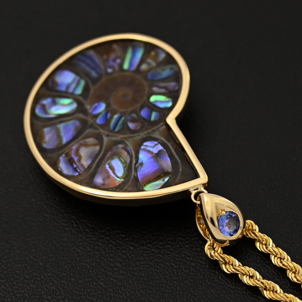 TA:0.10ct/アンモナイト タンザナイト ネックレス・ペンダント/鑑別