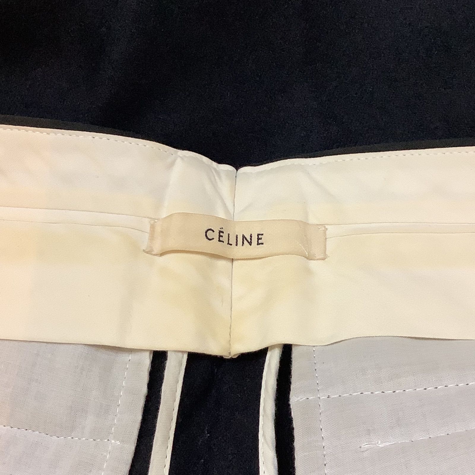 セリーヌ CELINE フィービー期 ウール センタープレス パンツ ネイビー ...