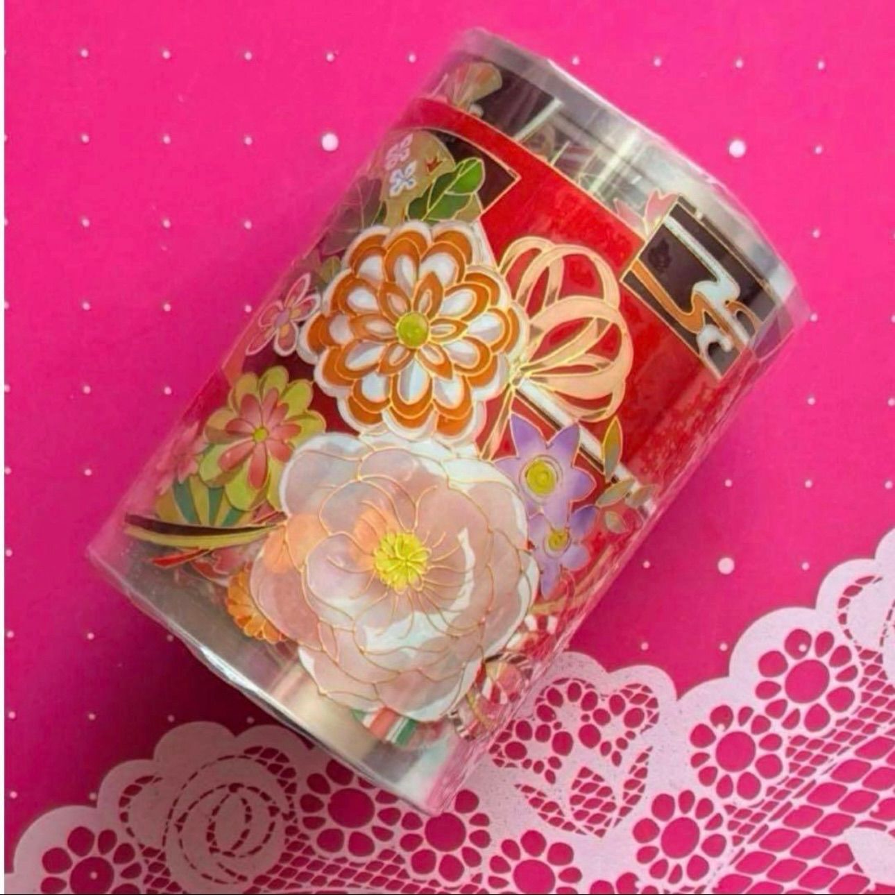 镭射金 7cm×10m 花锦绣 海外マスキングテープ