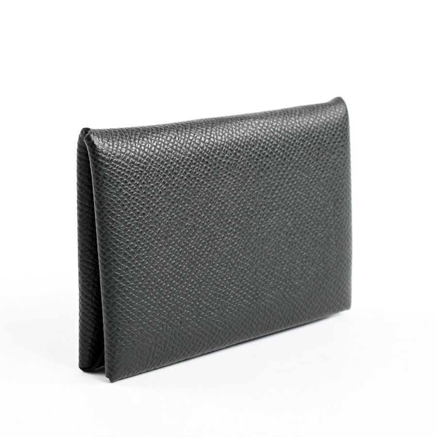 中古】A品 エルメス カルヴィ カードケース ヴェールシプレ ユニ  