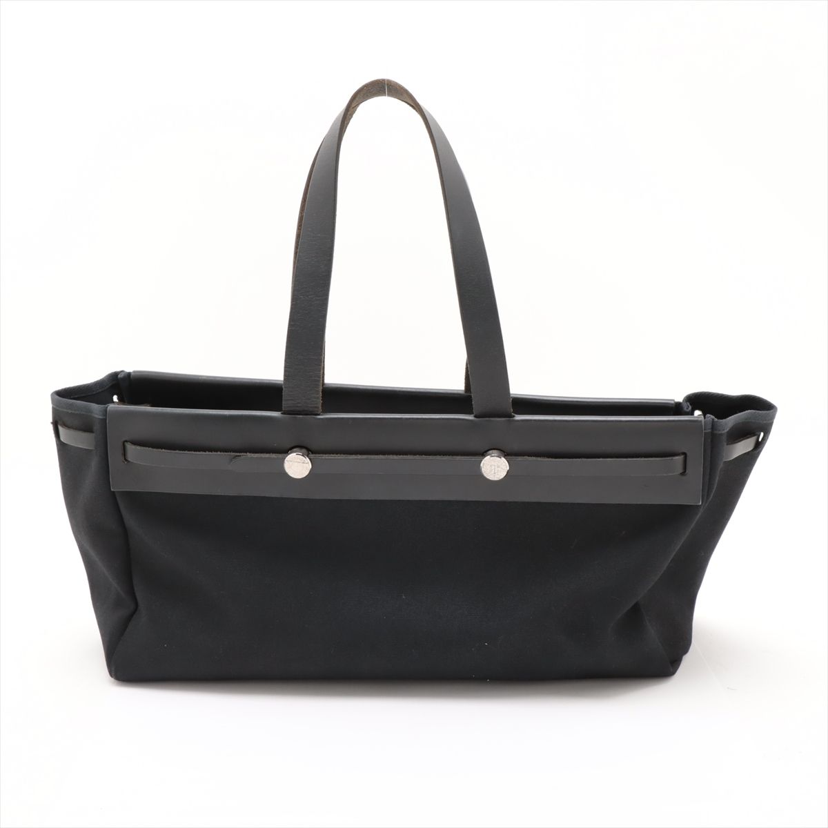 美品》 HERMES（エルメス） 短し キャンパス×レザー ハンドバッグ ブラック