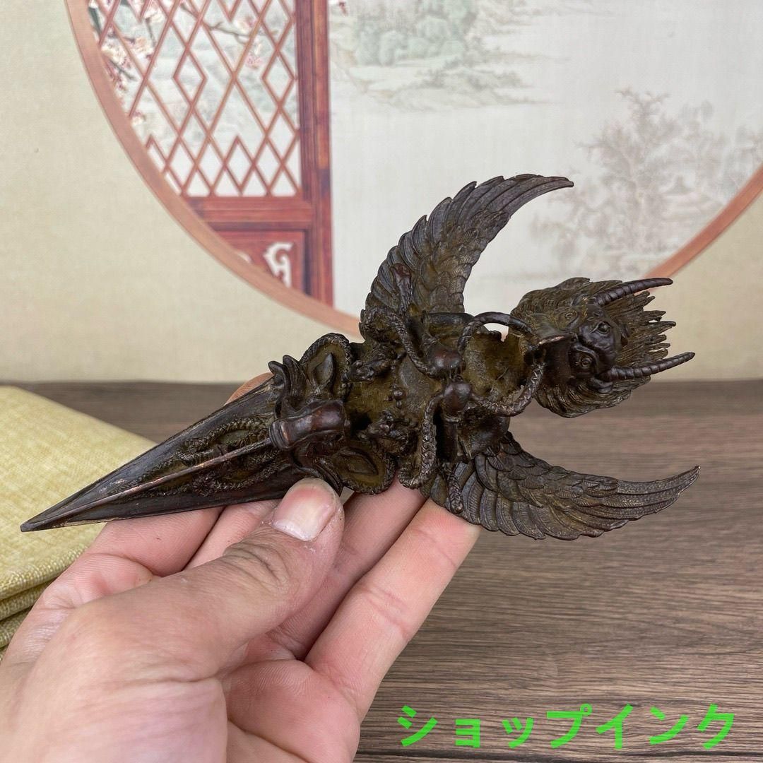 銅器 大鵬金翅鳥智慧迦楼羅鳥金剛杵 鎮宅 辟邪 開運 風水 招財