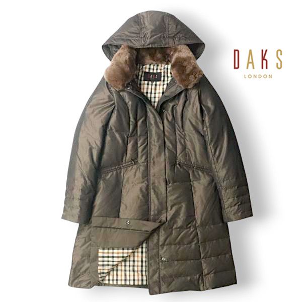 美品 DAKS LONDON ダックス 光沢 撥水シェル ラビットファー付き ダウンコート 茶 ブラウン 40【参考価格￥121,000-】 -  メルカリ