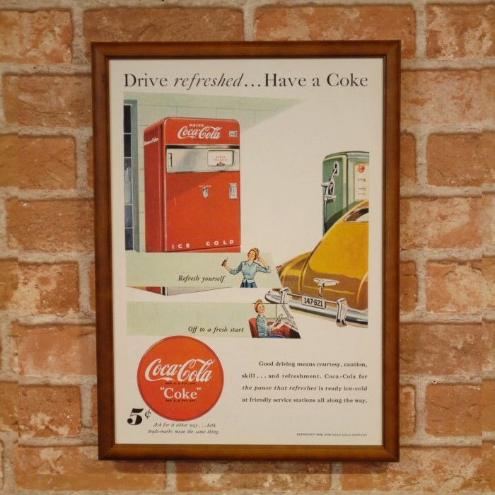Coca-Cola レトロ広告 フレーム付き 希少【COCA'COLA】VINTAGE