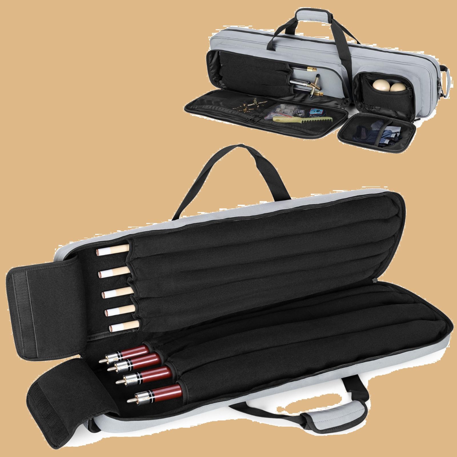 プールキューバッグ プールキューケース セール バット4本とシャフト5