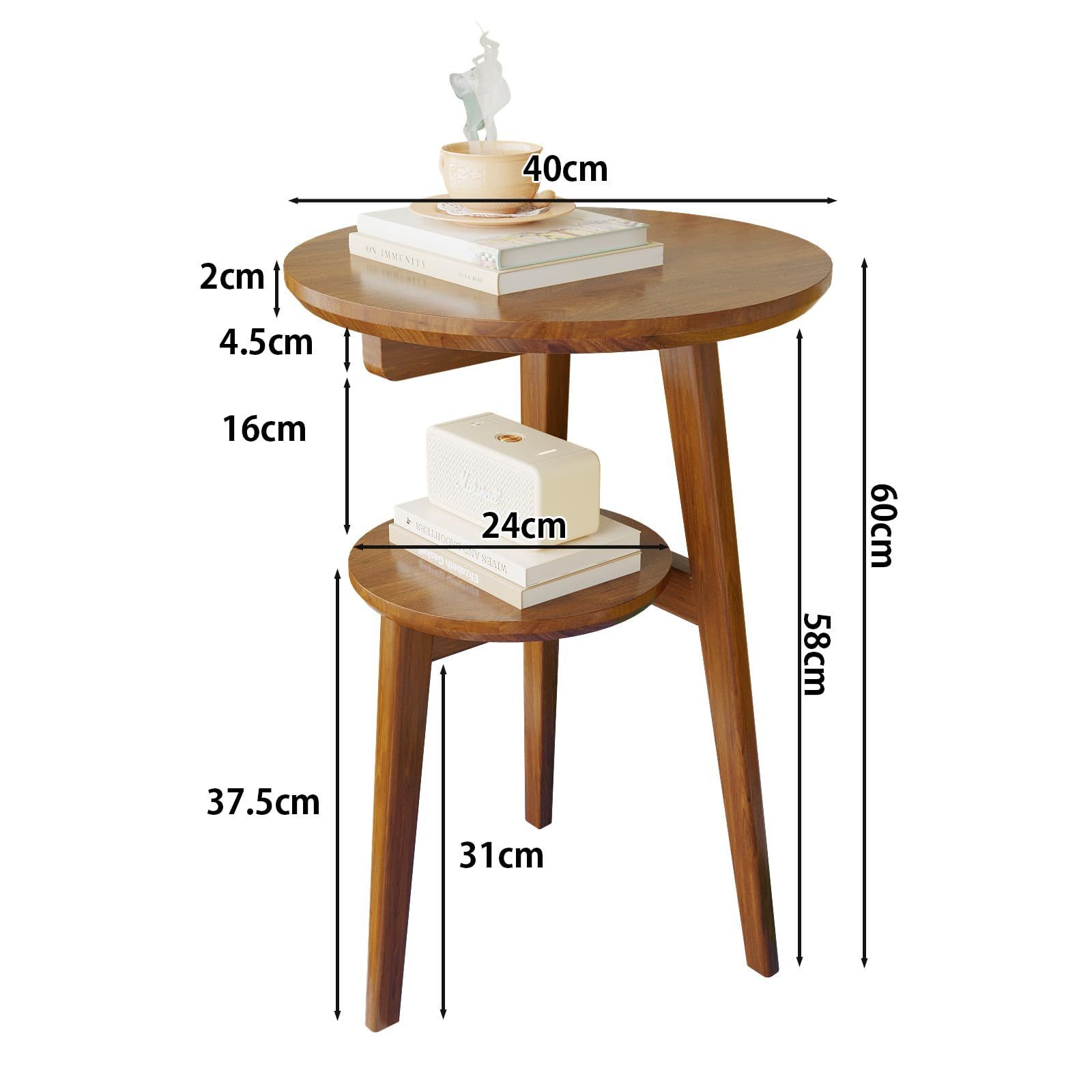 ダイニングテーブル 二段棚付き サイドテーブル 小物置き 観賞植物置き サイドテーブル おしゃれ 北欧風 ベッド横 耐久性 組立簡単 コーヒーテーブル 防水性 お手入れが簡単 一人暮らし 丸型 リビングルーム ベッドルーム YASICA 4 MARWIL-DEMENAGEMENTS_CH