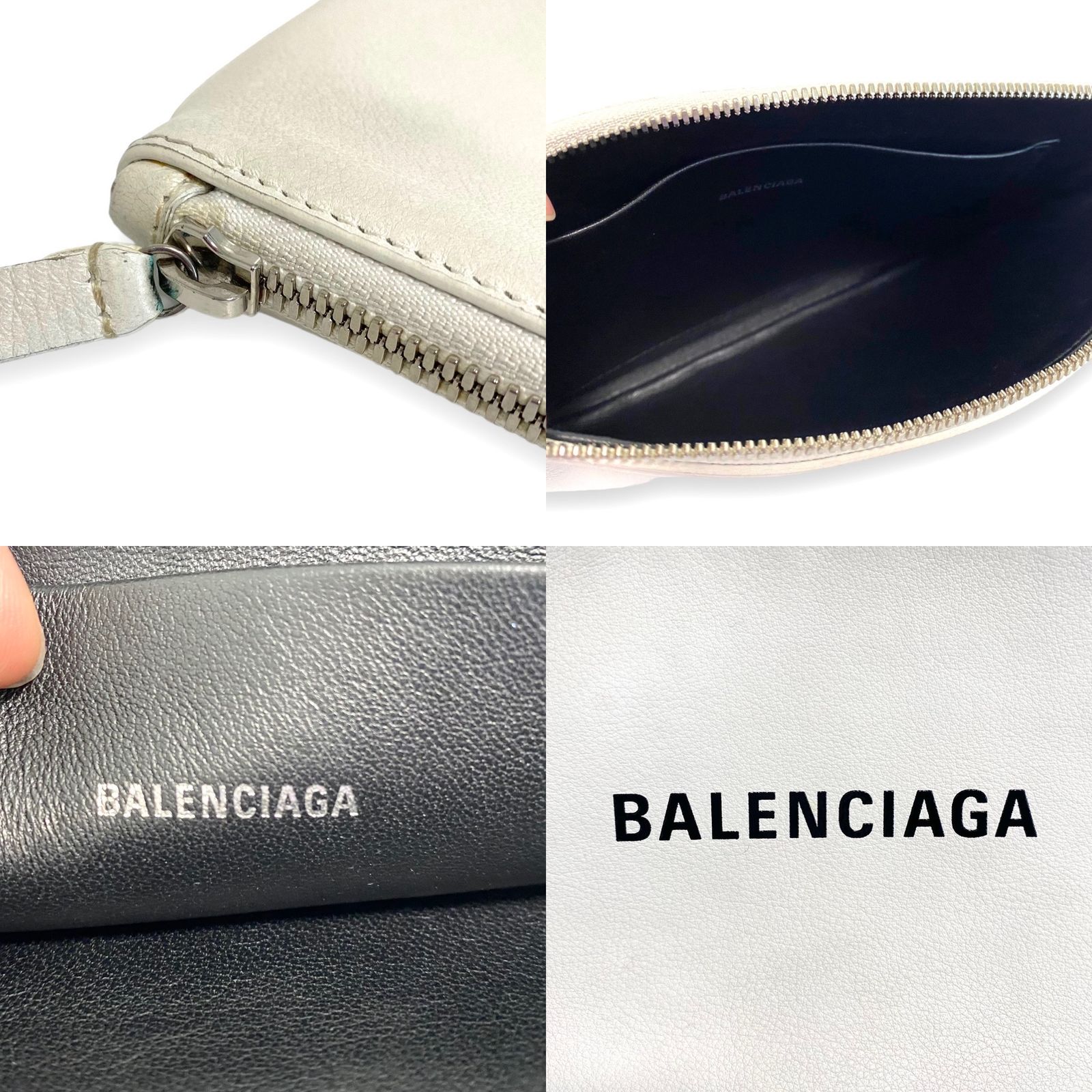 バレンシアガ BALENCIAGA ポーチ 白 ホワイト レザー - NK-Brands