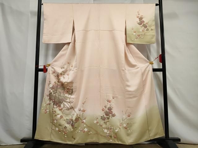 平和屋着物□訪問着 花蝶文 暈し染め 金銀彩 正絹 逸品