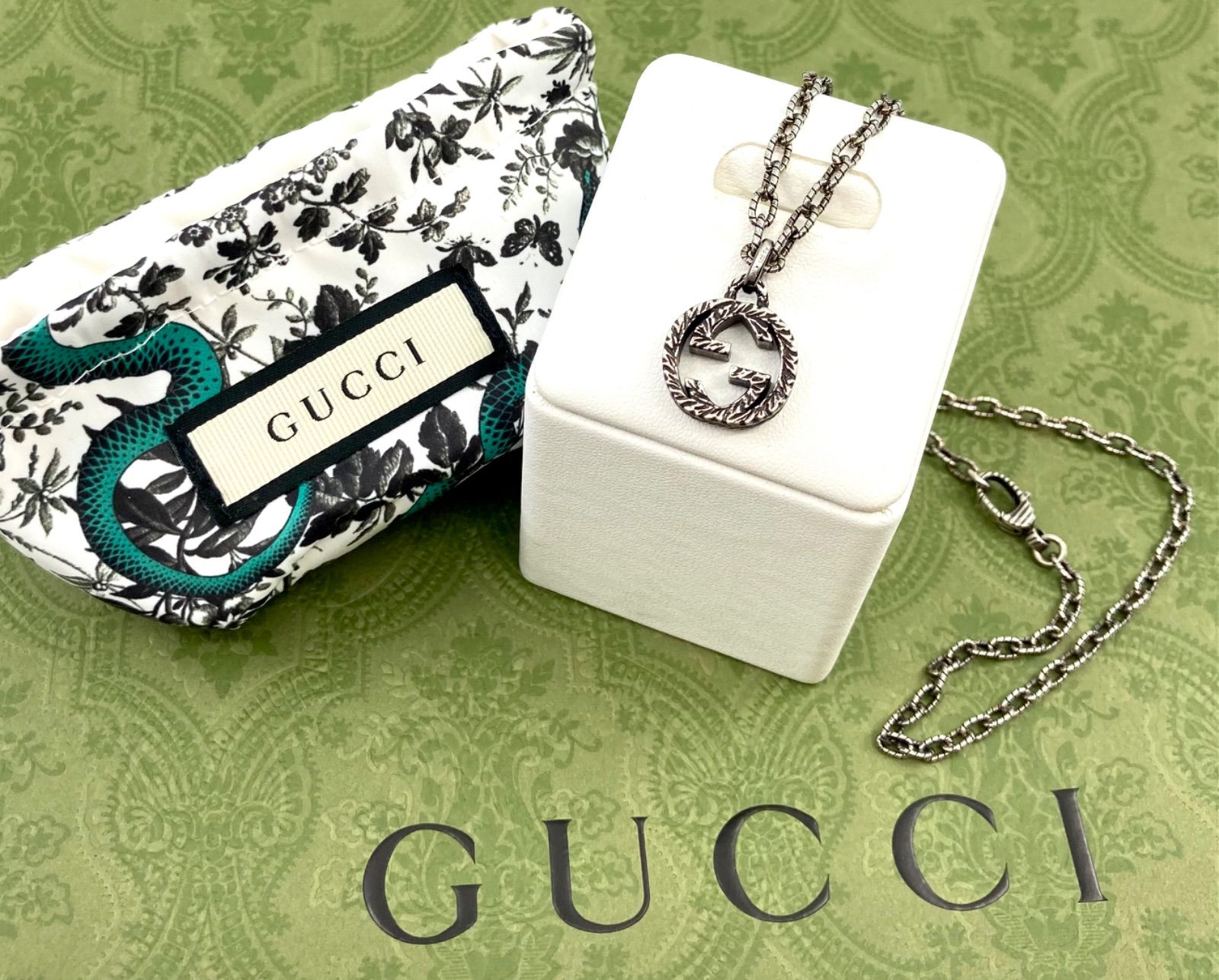 美品 GUCCI グッチ アラベスク ネックレス インターロッキングG SV925