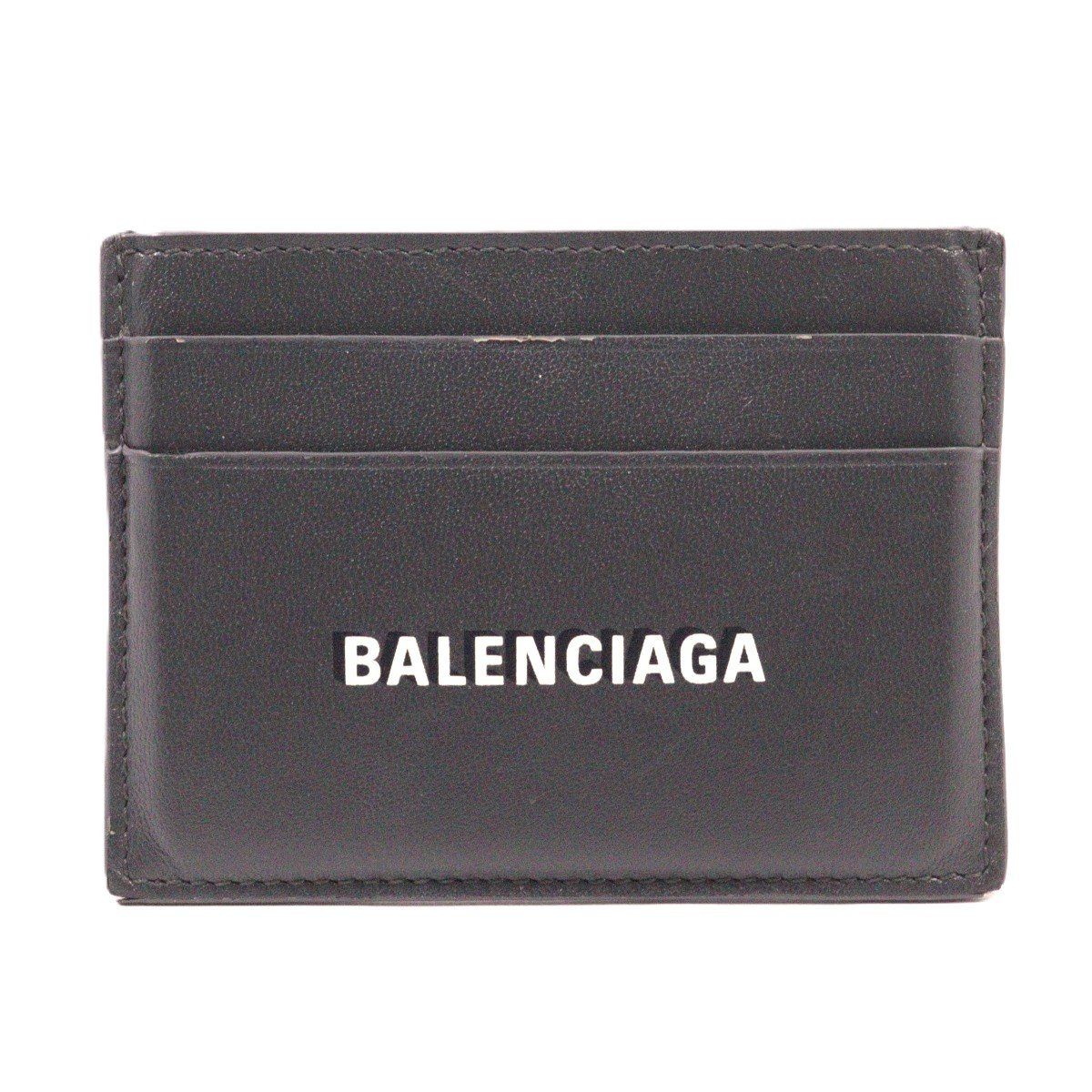 【美品】BALENCIAGA バレンシアガ ロゴカードケース グレー BALENCIAGA バレンシアガ ロゴ カードケース グレー レザー 594309【い