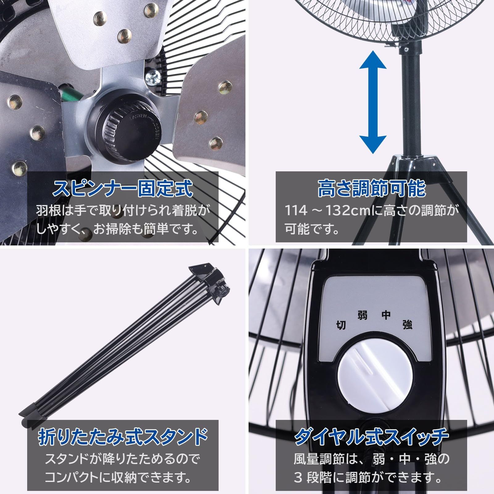 45㎝ 風量3段階 全閉式 AC電源 アルミ4枚羽根 業務用 業務用扇風機 扇風機 HSE-Y45CA 山善 YAMAZEN ブラック メーカー1年 MARWIL-DEMENAGEMENTS_CH