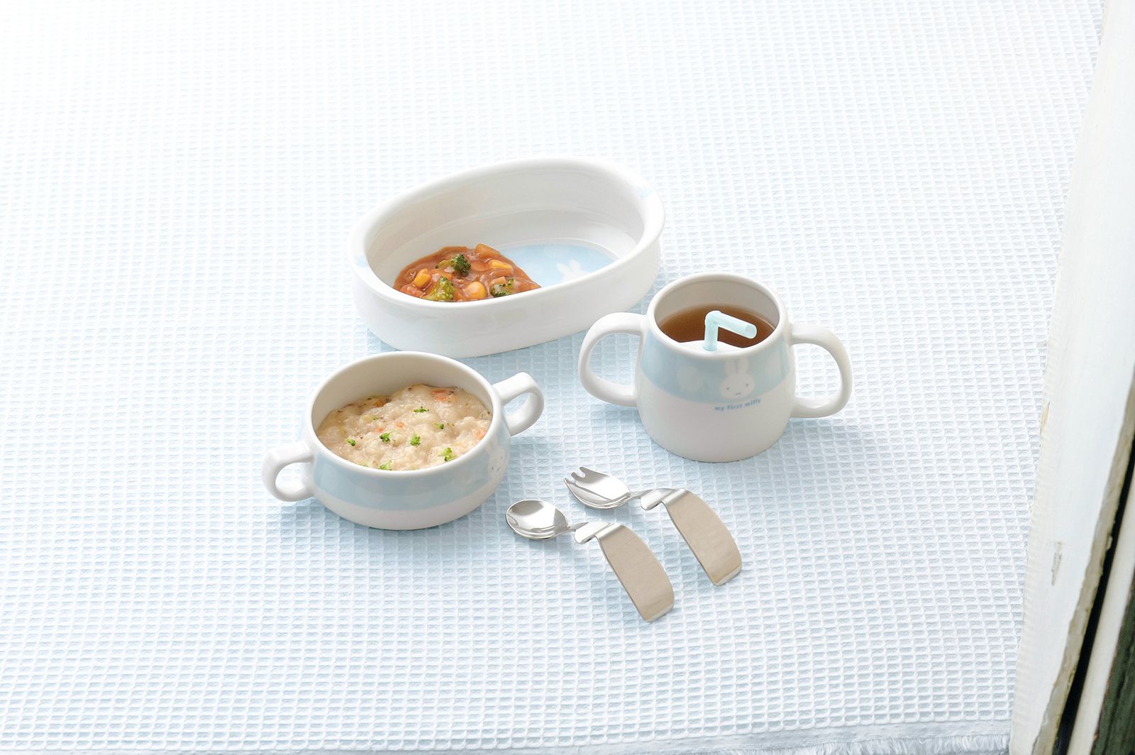 金正陶器 マイファースト ミッフィー ベビー食器セット ブルー 406751 離乳期に合わせてお使いいただける食器セット