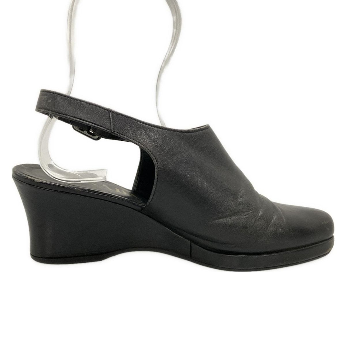 PRADA プラダ サンダル レディース - 黒 ウェッジソール レザー