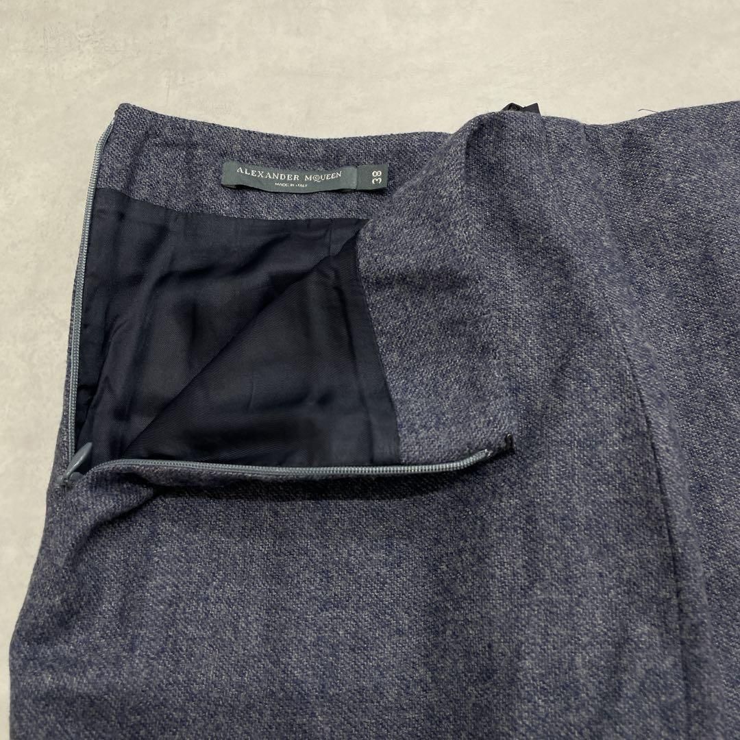 品質保証！ ALEXANDER McQUEEN アレキサンダーマックイーン ペプラムスカート ウール フリル マーメイド 38 ネイビー イタリア製