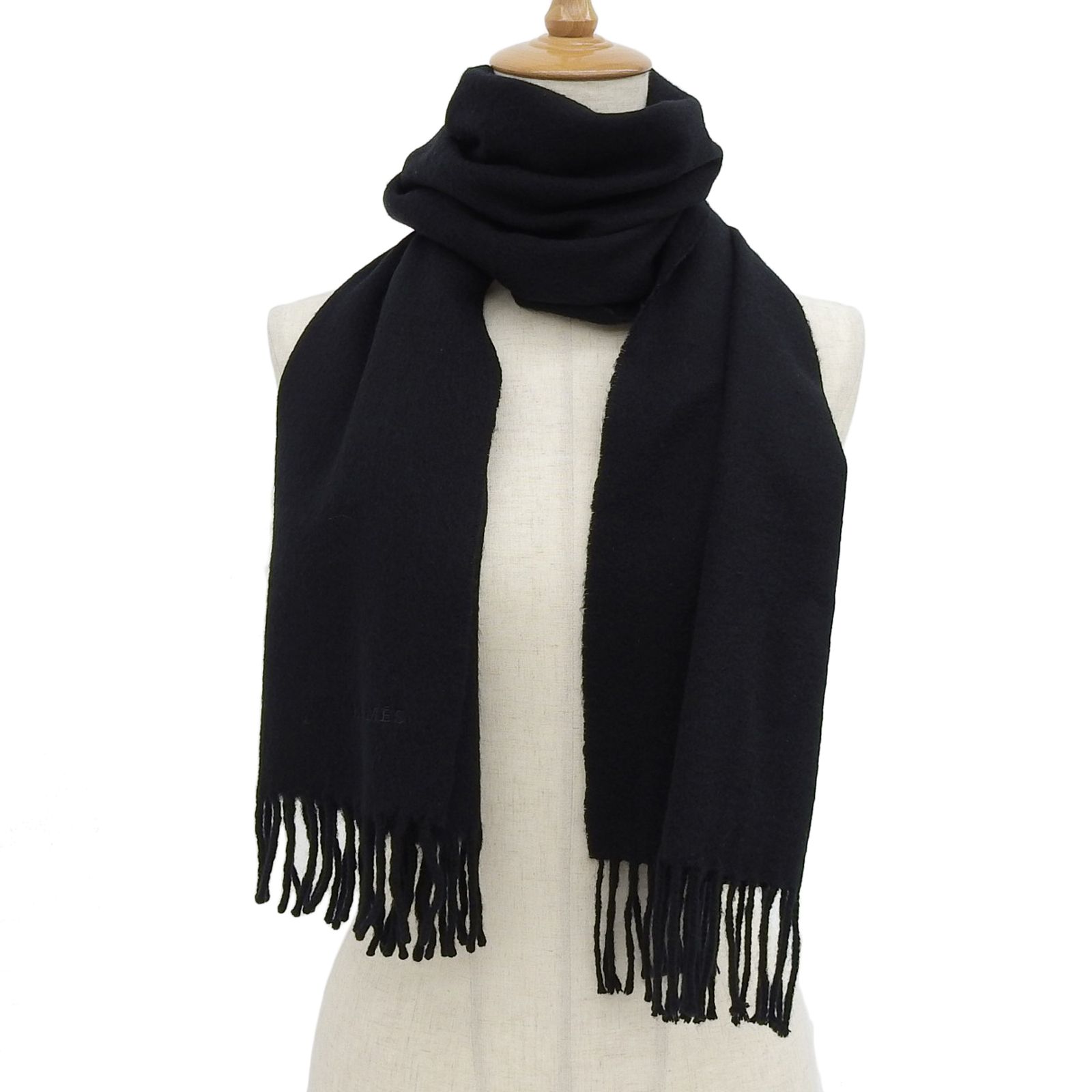 エルメス大判ストール黒カシミア100ショール HERMES エルメス100